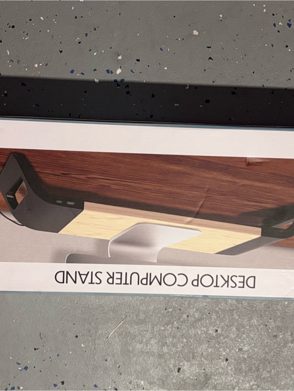 Desktop Computer Stand - Black and Wood